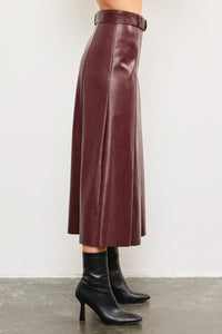 Belted Flare Cut Edge Skirt