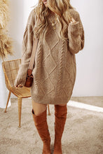 Load image into Gallery viewer, Cable Knit Drop Shoulder Loose Fit Sweater Dress
