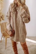 Load image into Gallery viewer, Cable Knit Drop Shoulder Loose Fit Sweater Dress
