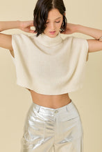 Load image into Gallery viewer, Turtle Neck Sleveless Boxy Sweater Crop Top
