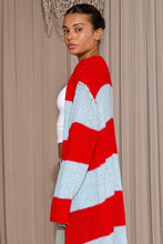 Load image into Gallery viewer, Striped Color Block Chunky Knit Sweater Cardigan
