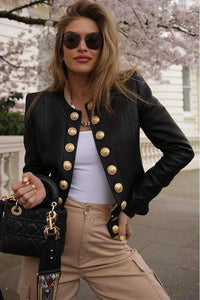 Gold Button Suede Casual Jacket