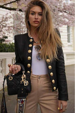 Load image into Gallery viewer, Gold Button Suede Casual Jacket
