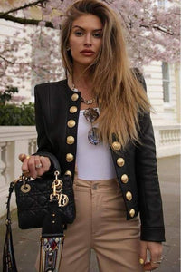 Gold Button Suede Casual Jacket