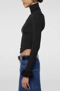 Solid Turtle Neck Knit Basic Top