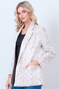 Snake Print Double Breasted Boyfriend Blazer