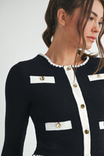 Load image into Gallery viewer, Contrast Button Knit Crop Jacket
