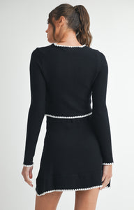 Contrast Ribbed Knit Mini Skirt