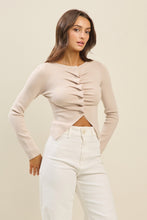 Load image into Gallery viewer, Button Pleated Split Knit Top
