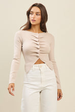 Load image into Gallery viewer, Button Pleated Split Knit Top
