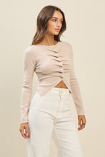 Load image into Gallery viewer, Button Pleated Split Knit Top

