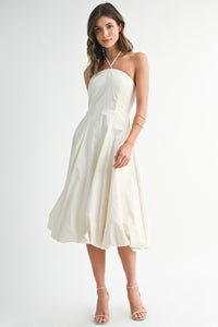 Halter Neck Balloon Hem Maxi Dress