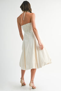 Halter Neck Balloon Hem Maxi Dress