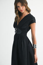 Load image into Gallery viewer, V-neck Midi Dress With Leather Corset Belt
