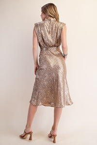 Mock Neck Sleeveless Midi Dress