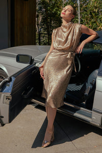 Mock Neck Sleeveless Midi Dress