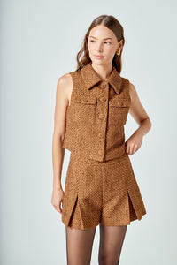Tweed Short Sleeveless Jacket