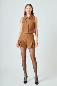 Tweed Pleated Shorts