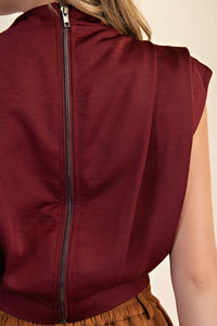 High Neck Back Zipper Top