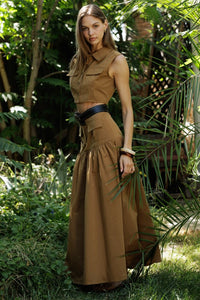Utility Cropped Sleeveless Shirt