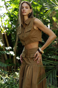 High-Waisted Utility Maxi Skirt