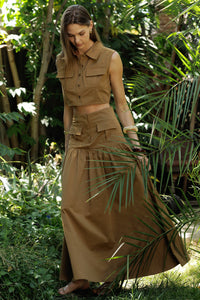High-Waisted Utility Maxi Skirt