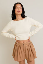 Load image into Gallery viewer, Boat Neck Back Tie Detail Fitted Sweater Top
