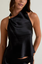Load image into Gallery viewer, Satin Halter Top With Gold Applique
