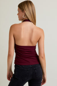 Cowl Neck Ruched Halter Top