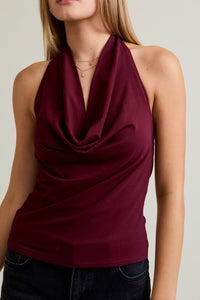 Cowl Neck Ruched Halter Top