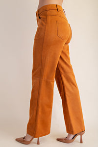 Straight Leg Suede Pants