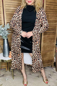 Leopard Printed Long Sleeve Women Cardigan
