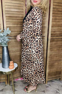 Leopard Printed Long Sleeve Women Cardigan