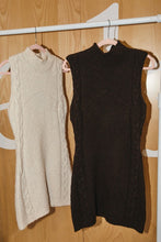 Load image into Gallery viewer, Sleeveless Mock Neck Cable Sweater Mini Dress
