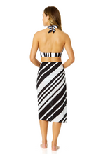 Load image into Gallery viewer, Women's Bardot Stripe Tie Front Pareo Cover Up
