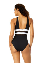 Load image into Gallery viewer, Women's Gabor Mesh Plunge Front Colorblock Mesh One Piece Swimsuit
