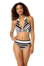 Load image into Gallery viewer, Women's Bardot Stripe Center Front Ring Halter Bikini Swim Top
