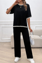 Load image into Gallery viewer, Two Piece Short Sleeve Wide Leg Pant Sweater Set
