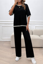 Load image into Gallery viewer, Two Piece Short Sleeve Wide Leg Pant Sweater Set
