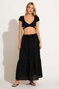 Aura Wrap Crop Top - Black EcoRib