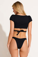 Load image into Gallery viewer, Aura Wrap Crop Top - Black EcoRib
