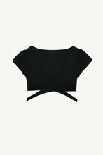 Load image into Gallery viewer, Aura Wrap Crop Top - Black EcoRib
