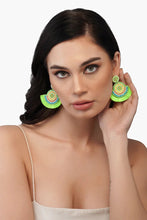 Load image into Gallery viewer, Neon Green Embellished Earrings
