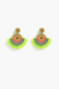 Neon Green Embellished Earrings