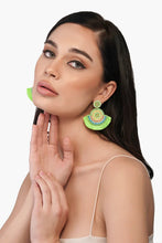 Load image into Gallery viewer, Neon Green Embellished Earrings
