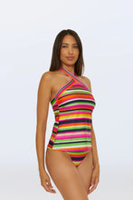Load image into Gallery viewer, Reversible Tankini Swim Top - Splash Stripe
