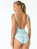 Carmen Marc Valvo Beaded Shirred Scoop Neck One Piece