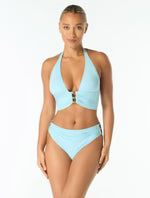 Load image into Gallery viewer, Carmen Marc Valvo Beaded Back Tie Halter Bikini Top
