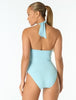Carmen Marc Valvo Beaded Plunge One Piece