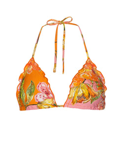 Clementine Beaded Lettuce Edge Triangle Top
